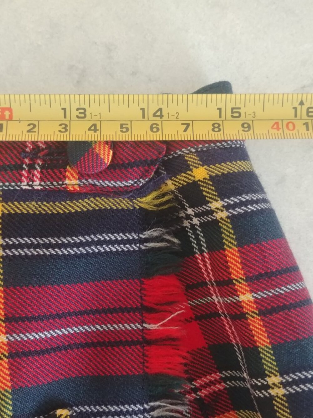 Vintage 100% pure virgin wool Aljean Canada red blue plaid kilt midi skirt M - Picture 13 of 16